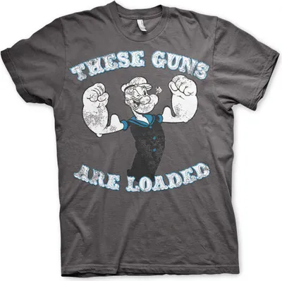 Produktbild von Popeye - These Guns Are Loaded T-Shirt - Large - Dark-Grey