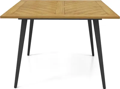 Zdjęcie produktu dla Stół ogrodowy – kwadratowy stół tarasowy – 107 x 107 cm – otwór na parasol – dla 4 osób – drewno – kolor khaki