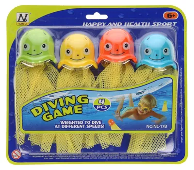 Produktbild von 4 Stück Tauchspielzeug für Kinder, 16 cm, gewichtet, zum Tauchen im Schwimmbad