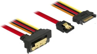 Zdjęcie produktu dla DeLOCK 85229, 0,3 m, SATA III, SATA 7-pin, SATA 22-pin, Żeńska/Żeńska, Czarny