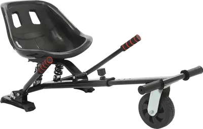 Produktbild von Hoverboard Sitz - Go-Kart Aufsatz - Für 16,5–25,4 cm Räder - Verstellbar 70–95 cm - Stoßdämpfende Halterungen - Bis 100 kg - Stahl/PP - Schwarz