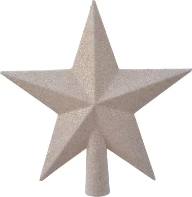 Produktbild von Bruchfeste Weihnachtsbaumspitze Stern Wollweiß mit Glitter Ø 19 cm - Kunststoff