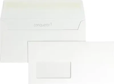 Produktbild von Briefumschläge Conqueror Smooth Glatt DL 120g/qm HK Fenster VE=500 St. Brillweiß