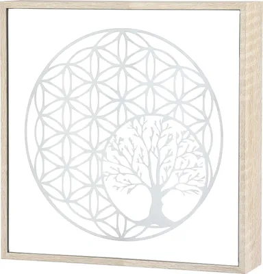 Image de Gilde Spiegelbild (LED), quadratisch, "Golden Tree", Lebensbaummotiv, Lebensblumenmotiv, MDF, Spiegelglas, silberfarben, , L. 4 cm, B. 21 cm, H. 21 cm  55995/Abverkauf nur solange Vorrat reicht