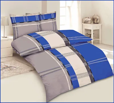 Produktbild von 3-teilig Mikrofaser Bettwäsche Set Bettgarnitur Bettbezug Übergröße 200x220 2x Kissenbezug 80x80 Modern Karo Gestreift NEU Grau Blau