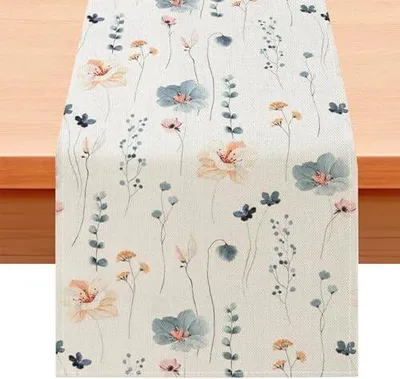 Produktbild von Tischläufer Frühling 33x183 cm, Tischläufer Moderner für Frühlingsdeko Innen, Sander in Leinen für Wohnzimmer, Outdoor Saisonale Modern für Esstisch Dekor und Partys