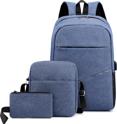 Produktbild von 3-teiliges Rucksack-Set für Damen und Herren, Laptop-Umhängetasche, kleine Tasche für Reisen, Schule, Business, Arbeit, Uni, passend für bis zu 15,6 Z