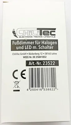 Obrázok produktu pre Nožný stmievač ChiliTec pre halogénové žiarovky a LED žiarovky s 230V spínačom