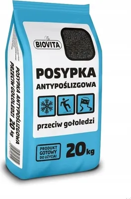 A bag of anti-slip de-icing product.
