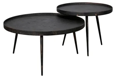 Obrázok produktu pre Konferenčný stolík FURNLUX Metallic Black 76 cm (2 ks) / Hlavná farba: čierna / Rozmery: 76 x 40 x 76 cm