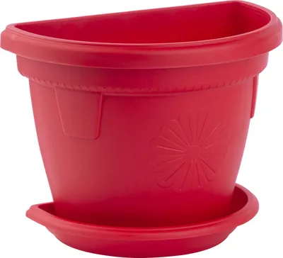 Produktbild von Wand Pflanzkübel mit Untersetzer 2,4L Rot