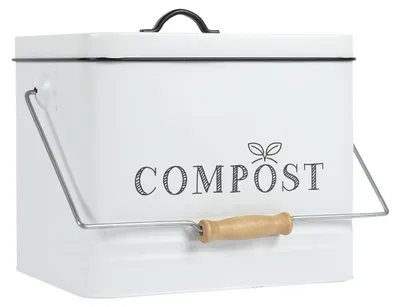 Produktbild von JE CHERCHE UNE IDEE Komposteimer aus Metall 10 L Vintage-Look Weiß
