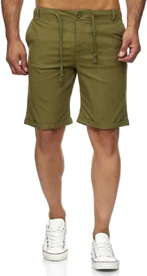 Produktbild von Reslad Leinenhose Kurze Hose Herren Leinen-Shorts lässige Männer Freizeithose Strandhose Stoffhose Sommer-Shorts RS-3002 Khaki 2XL