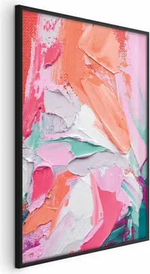 Produktbild von Posterpapier Poster - Pink Palette - vibrant shades of pink, orange, and green on canvas 21x30 cm Muster a-B-10127-ao-a