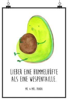 Produktbild von Mr. & Mrs. Panda Bild Avocado Pfeifen DIN A3 - Weiß - Geschenk, wanddeko, Wanddekoration, drucke, Plakat, Schwanger, Wandbild, Diät, Ernährung