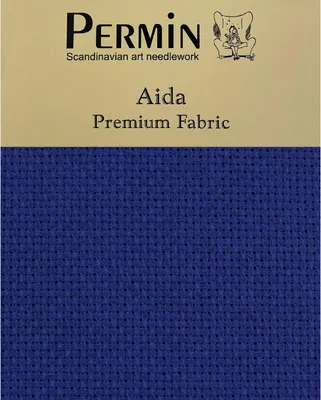 Obrázek produktu pro Permin Precut 18 ct. Aida 359 Barva 13 Vánoční modrá, vyšívací látka pro křížkový steh 43x50 cm