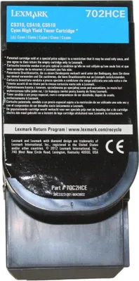 Produktbild von Lexmark 702HCE Toner Cyan 70C2HCE (entspricht 70C2HC0 )-Bulk