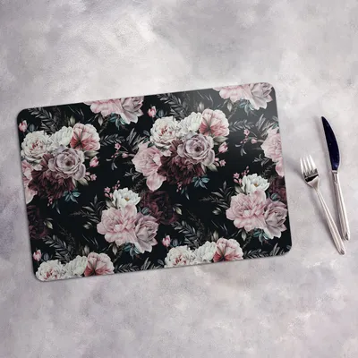 Produktbild von Tischset 6x45x30 cm Platzset Tischmatte Platzmatte Untersetzer - Blumen Pfingstrosen