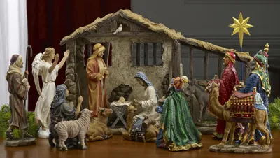 Krippenfiguren 17,5 cm, 19-teiliges Set mit Beleuchtung
