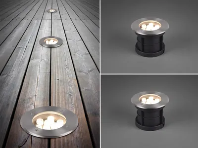 Produktbild von LED Bodeneinbauspot 2er Set rund Edelstahl Ø16cm Bodenstrahler Einfahrt Terrasse