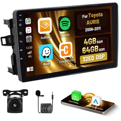 Image de Autoradio double DIN avec écran tactile de 10,1 pouces, système Android 15, puissance de 45 watts, Wi-Fi, GPS et Bluetooth