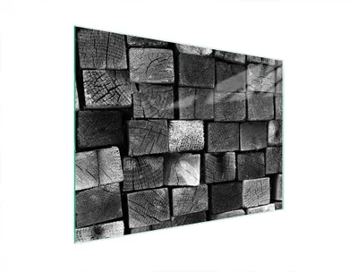 Produktbild von Schneidebrett aus gehärtetem Glas 40x30 cm mit Holz-Design, rutschfest und antibakteriell