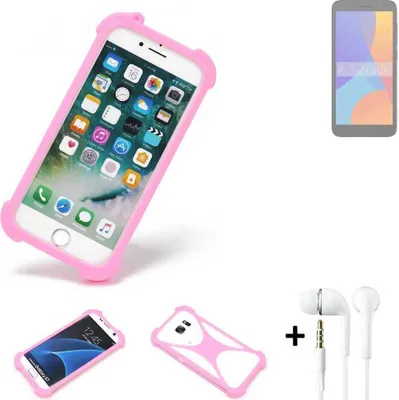 Produktbild von K-S-Trade Bumper + Kopfhörer kompatibel mit Alcatel 1 (2021) Handy Hülle Schutzhülle Silikon Schutz Hülle Cover Case Silikoncase Silikonbumper TPU