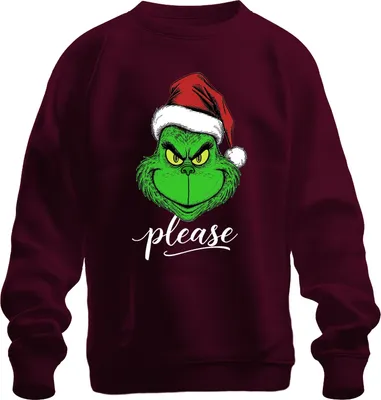 Obrázek produktu pro Grinch – prosím, Vánoce, skřítci, vtipný dárek, vánoční Grinch, uni mikina, vínová, XL