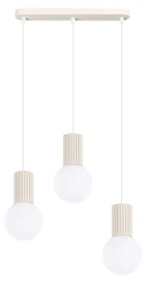 Image de Suspension HALO 3L beige 3xG9  8W aluminium/verre 120x6x40cm Sollux Lighting