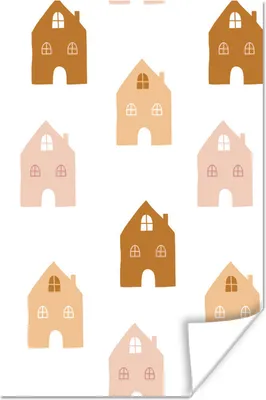 Produktbild von MuchoWow® Poster Kinder - Haus - Muster 80x120 cm - Papierdruck