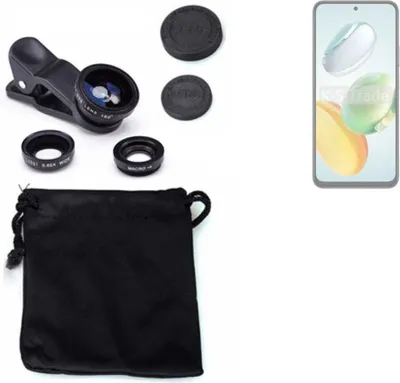 Produktbild von K-S-Trade Smartphone Kamera Linsen Set Kompatibel mit Honor Play 60 Plus 3in1 Clip-On Kamera Adapter Macro Weitwinkel FishEye Fischauge Objektiv Linse