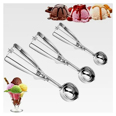 Produktbild von Eisportionierer aus Edelstahl, Durchmesser 4/5/6 cm, mit Auslöser für Eis, Kekse, Kuchenteig, Muffins, Fleischbällchen, Pfannkuchen