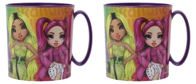 2 Mikrowellenbecher 350 ml, wiederverwendbar, BPA-frei, Regenbogen-Design