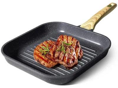 Image de Solidchoice - Poêle à griller en aluminium moulé avec revêtement antiadhésif en pierre