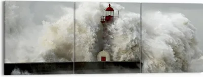 Produktbild von Bild auf Leinwand - Leinwandbild - Leuchtturm Ozean Sturm - 150x50cm - Wand Bild - Wanddeko - Leinwanddruck - Bilder - Kunstdruck - Wanddekoration - Leinwand bilder - Wandkunst - CA150x50-2442