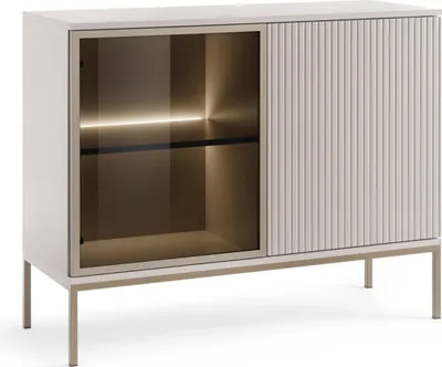 Produktbild von Laval K104 LED - dreitürige Kommode mit Beleuchtung, Kaschmir, Breite 104 cm, Höhe 83 cm, Tiefe 39 cm