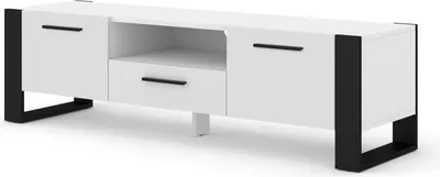Produktbild von TV Stand Nuka 160 cm Lowboard Schrank TV Tisch Sideboard Kommode Hi-Fi Tisch Weiß Matt