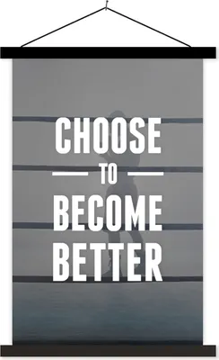 Produktbild von MuchoWow® Textilposter Entscheide dich, besser zu werden' - Zitate - Sport - Sprichwörter 60x90 cm mit schwarzem Rahmen - Poster Wohnzimmer