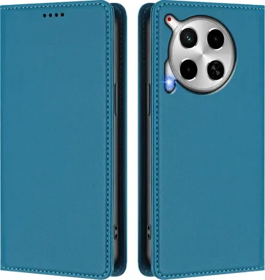 Image de Étui en cuir pour Tecno Camon 30 4G/Camon 30 5G, étui à rabat magnétique en cuirPolyuréthaneavec support, bleu lac