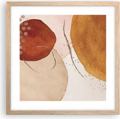 Produktbild von Gerahmtes Poster - Rahmen in heller Eiche - Orange Abstraktion Flecken - 40x40 cm - Wand Bild - Wanddeko - Wandbilder - Kunstposter - Wandposter - Bilderrahmen - Bilder - Kunstdruck - P2NAC40x40-4696