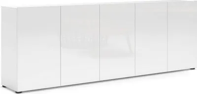 Produktbild von Kommode Komani, Wohnzimmerbuffet, Wohnzimmer-Sideboard, Moderne Küchen-Speisekammer,  Italy, 225x38h79 cm, Glänzendes Weiß