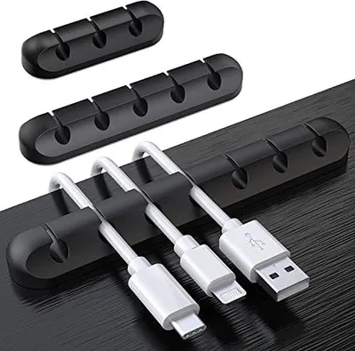 Produktbild von Kabelhalter Kabelclips, [3 Stück] kabelmanagement Selbstklebend Kabel Organizer Vielzwecke Kabelführung Set für Schreibtisch Computer PC, USB Ladekabel, ZuhauseBüro
