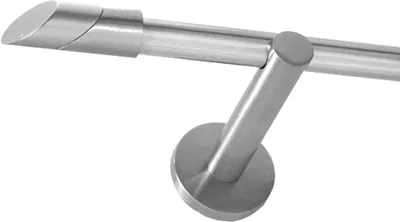 Produktbild von Gardinenstange Set Edelstahl Look Metall Ø 16mm zur Wandbefestigung 1-läufig Modern Schräge, Länge wählbar H12E13