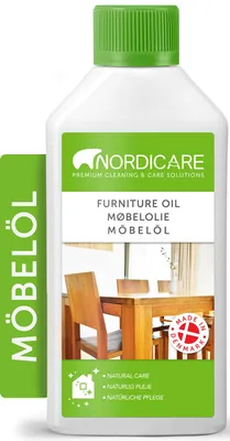 Produktbild von Nordicare Möbelöl [500ml] Holzöl zur Pflege farblos für Eiche, Buche, Nussbaum, Lärche. Holzlasur auf Basis von Leinöl. Leinölfirnis