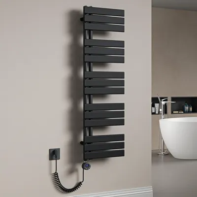 Produktbild von Mai & Mai Badheizkörper Elektrisch 131x40 cm in Anthrazit Seitenanschluss Handtuchheizkörper Handtuchhalter Handtuchwärmer Badheizung mit Heizstab 1000W