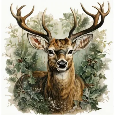 Image de Mosaïque diamantée "Cerf, roi des forêts", 30x40 cm. Création artistique en diamants