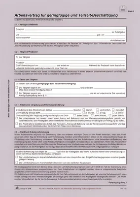 Produktbild von RNK Arbeitsvertrag DIN A4 SD 2x2 Bl geringfügig-/Teilzeit-Beschäftigte