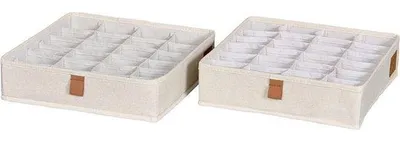Productafbeelding van Ladeorganizer set, 2-delig - Beige, 24 vakken, 30x30x8 cm