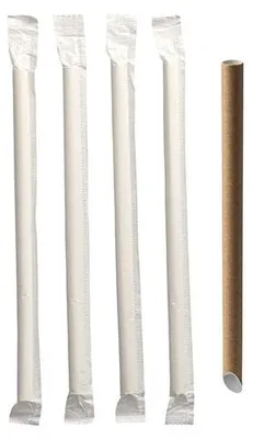 Produktbild von 1200 Bubble Tea Halme Papier "pure" Ø 12 mm · 20 cm braun einzeln gehüllt, einseitig spitz