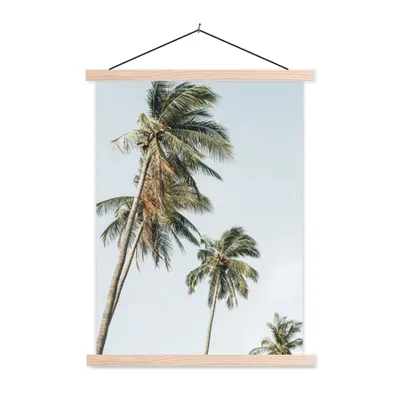 Produktbild von MuchoWow® Textilposter Palmen - Sommer - Tropisch 120x160 cm mit holzfarbenen Rahmen - Plakatkarton